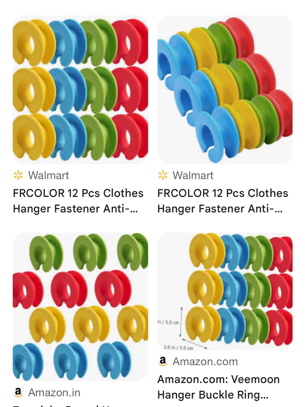 Set of Colorful Plastic Hanger Clips – Blue, Green, Yellow, Red (12 pcs)